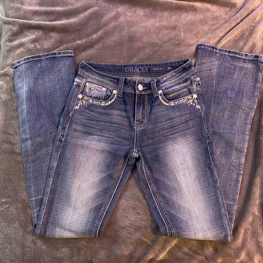 Flower Detailed Grace Bootcut Jeans
